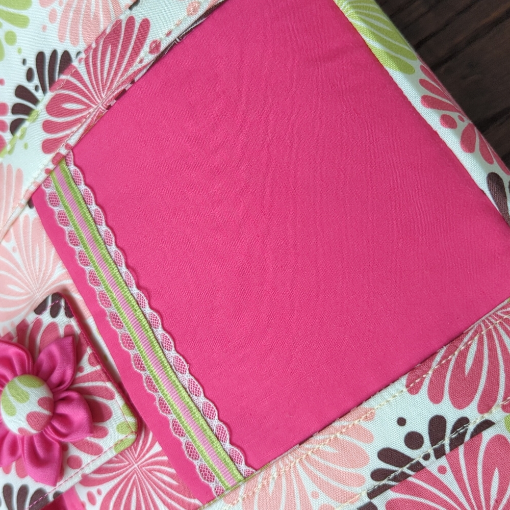 Handmade Pink & Green 18" American Girl Doll Sized Tote Purse Bag Holder - Picture 3 of 11